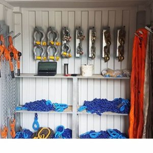 a room with a variety of ropes and chains