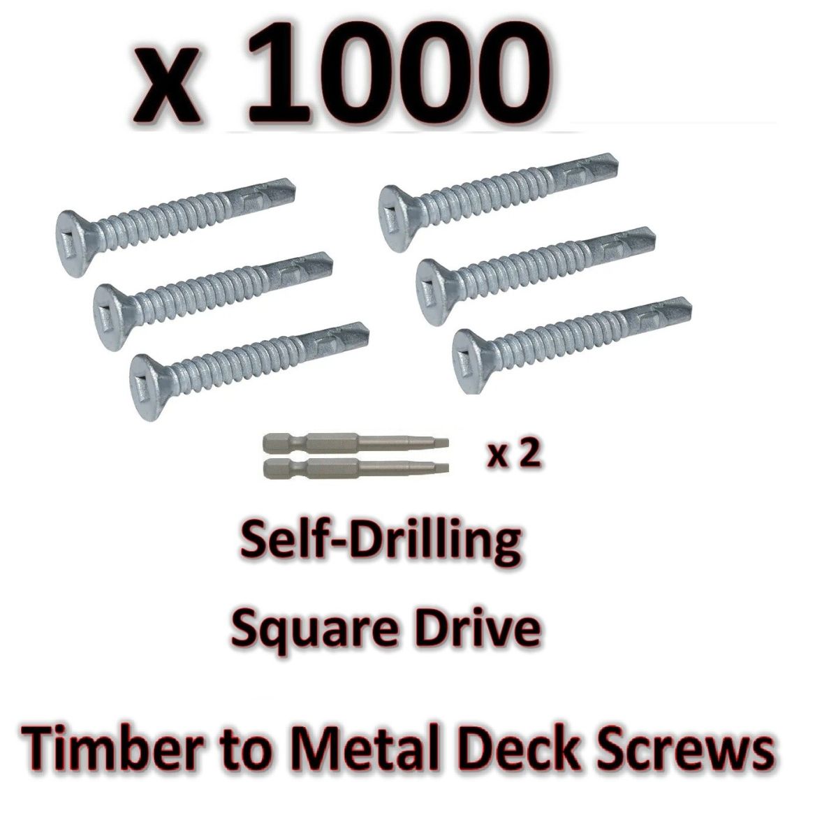 Self Drilling Decking Screws Galv 10g x 45mm Timber to Metal SQUARE drive - 23GABS1045