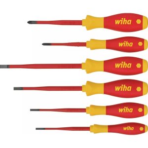 Wiha 6 Piece 1000V Insulated SoftFinish SlimFix Slotted & Phillips Screwdrivers Set - WH-35389