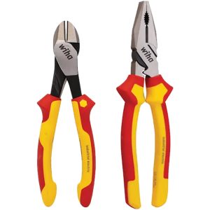 Wiha 2 Piece VDE Plier Set – 220mm Lineman’s Pliers & 200mm Side Cutters - WH-41926