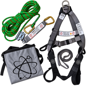 Atomic Roofers Kit, Includes - Bronze Series Harness, 15m Kernmantle Rope C/W type 1 fall arrestor & Shock pack with carabiner, 25mm x 1.5m endless sling, 2 x Screwgate Carabiner in Easy Carry Bucket - ARKITB01