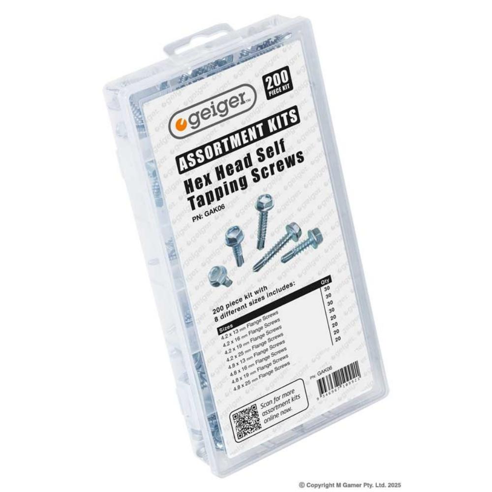 Geiger 200 Piece Hex Head Self Tapping Screws - GAK06