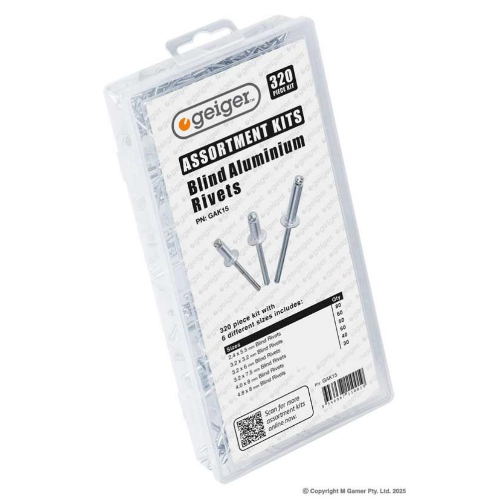 Geiger 320 Piece Blind Aluminium Rivets - GAK15