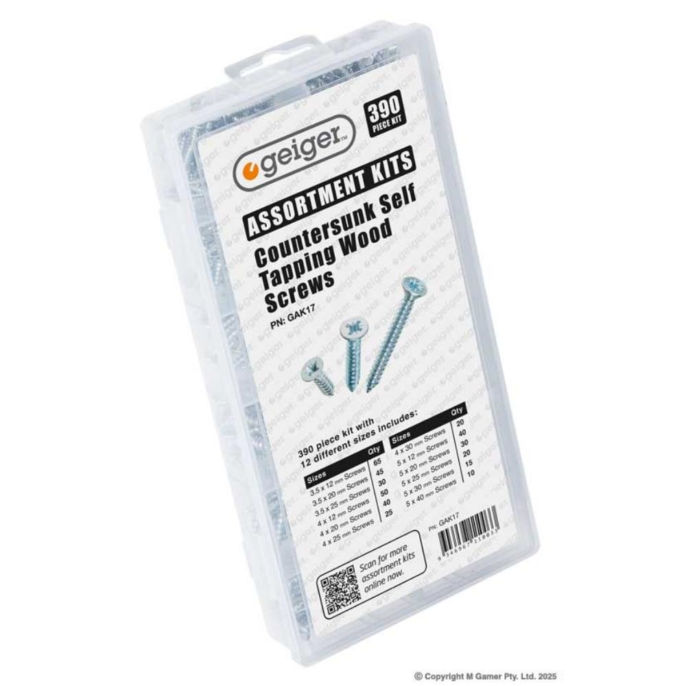Geiger 390 Piece Countersunk Self Tapping Wood Screws - GAK17